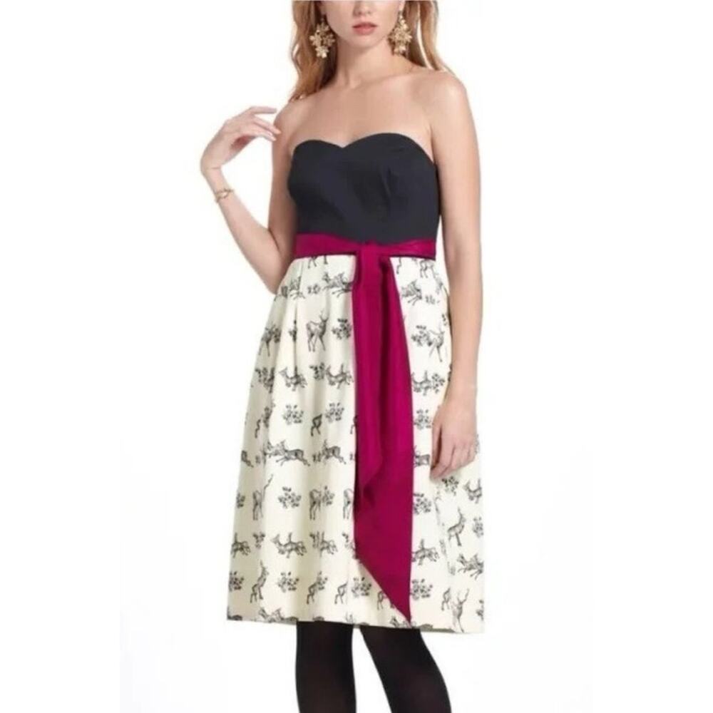 Anthropologie Conifer Herd Dress Size 10 Strapless Summer Wedding Party Postmark
